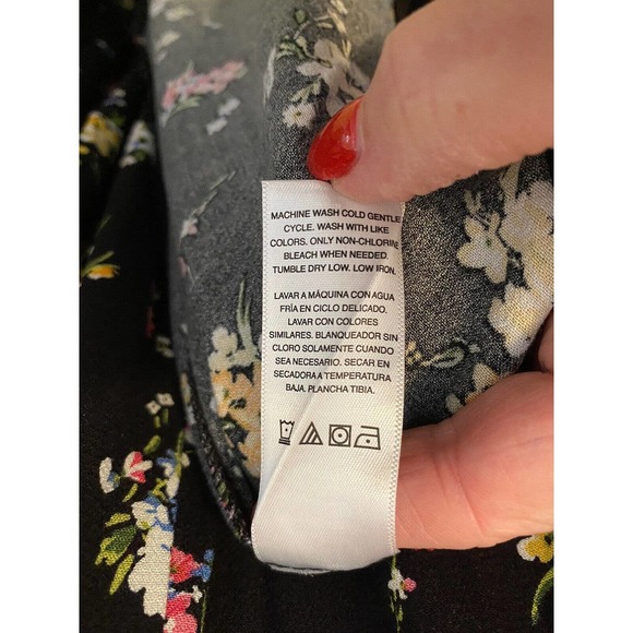 V-Neck Midi Dress 12/14 by Scoop Cap Sleeves Black Floral New - Picture 7 of 7